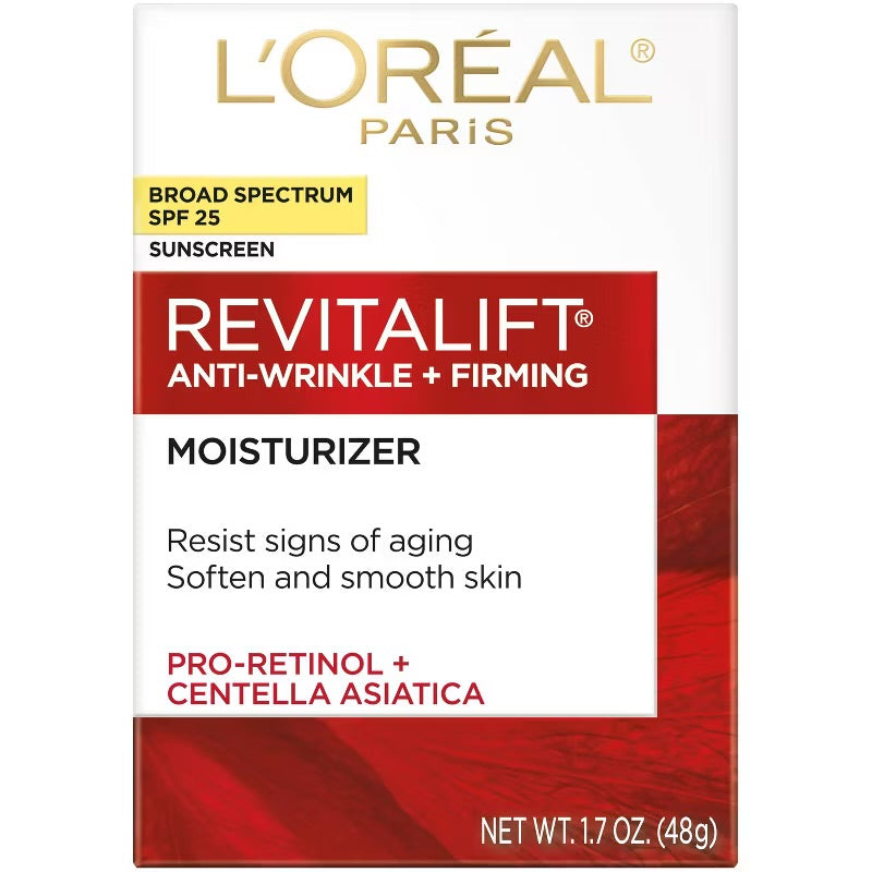 L'Oreal Paris Revitalift Anti-Wrinkle + Firming Day Cream SPF 25 - 1.7oz: Paraben-Free, Hydrating, Contains Retinol, For All Skin Types