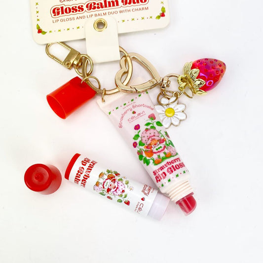 Lip gloss and lip balm with charm 🍓