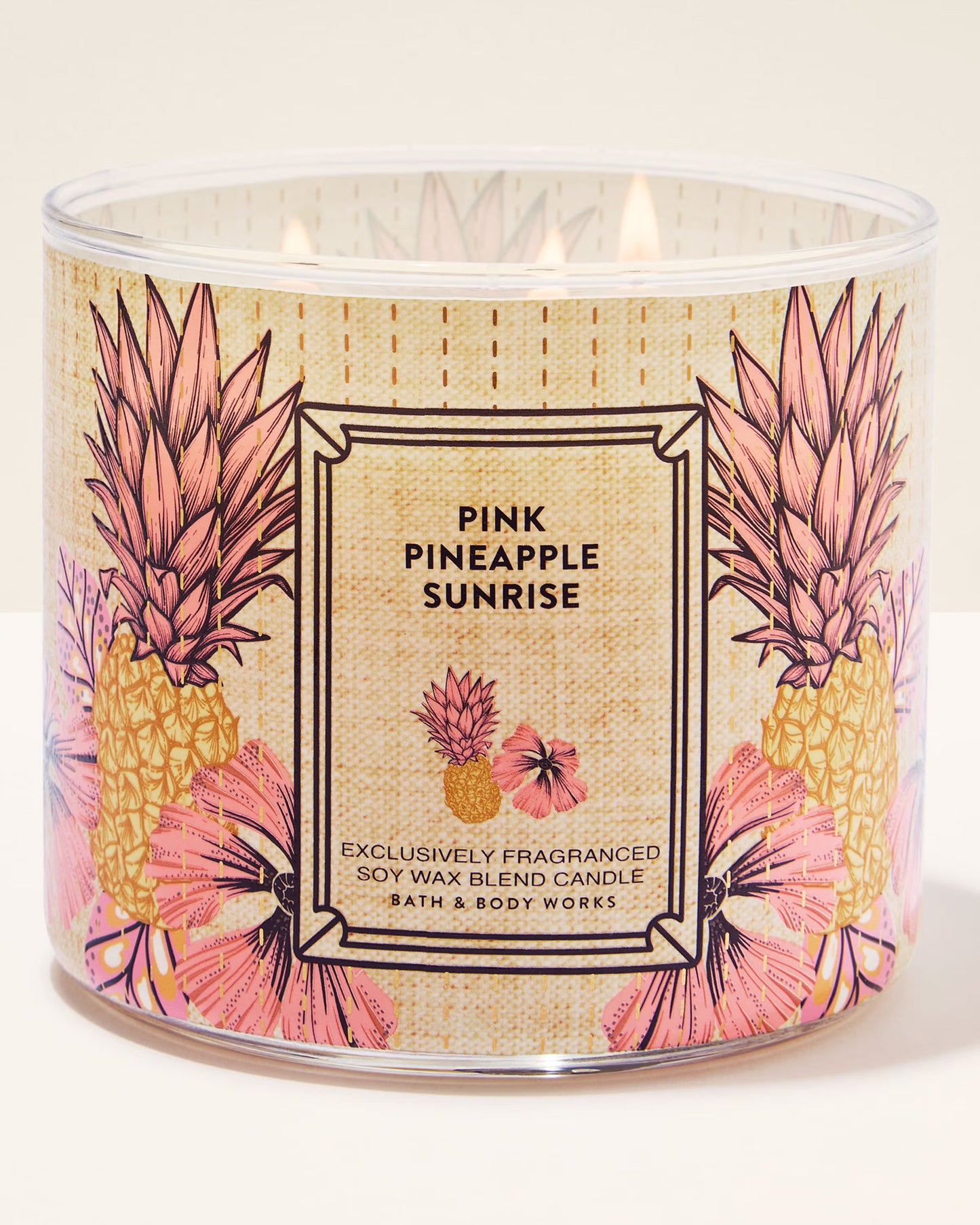 Pink pineapple sunrise 3-wick candle