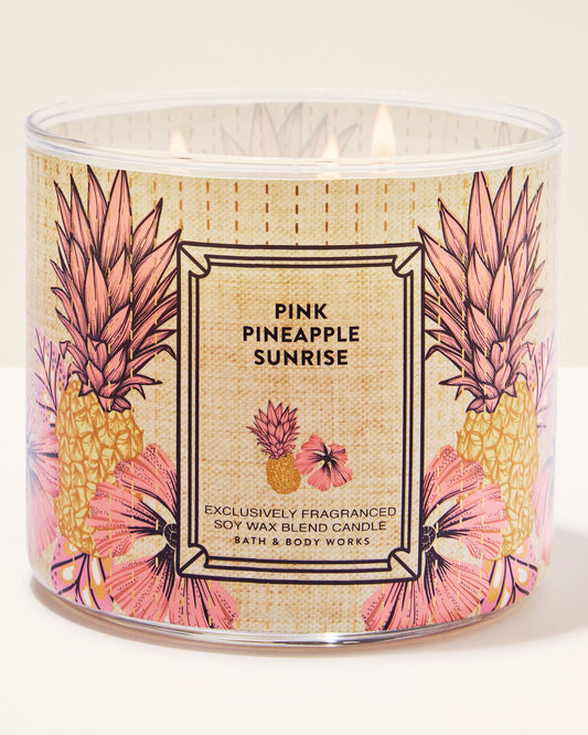 Pink pineapple sunrise 3-wick candle