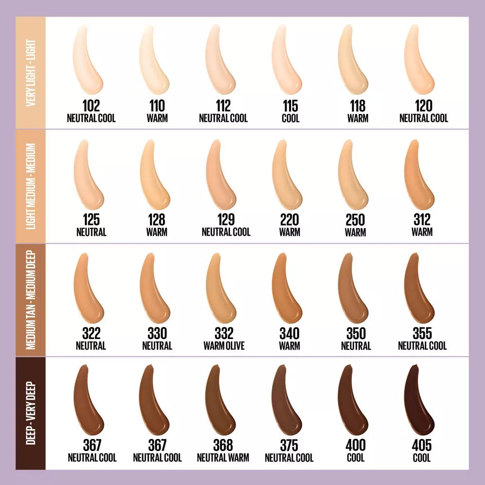 Maybelline Super Stay Lumi-Matte - Base de maquillaje ligera y construible de cobertura completa para hasta 30 horas de uso